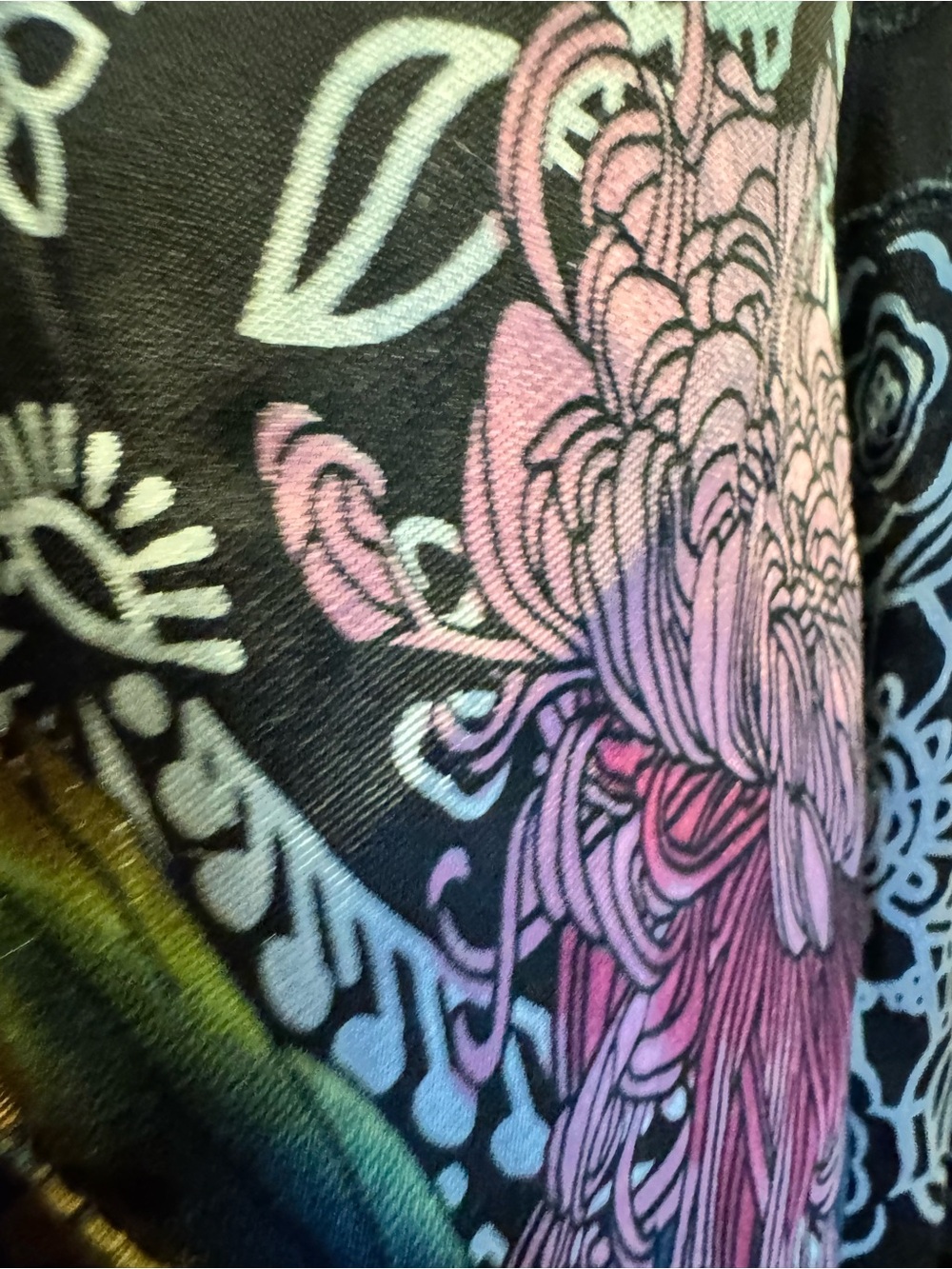 Citron Los Angeles 100% Silk Women's Floral Asian Lace-Print Sheer Blouse 2X - Picture 6 of 10